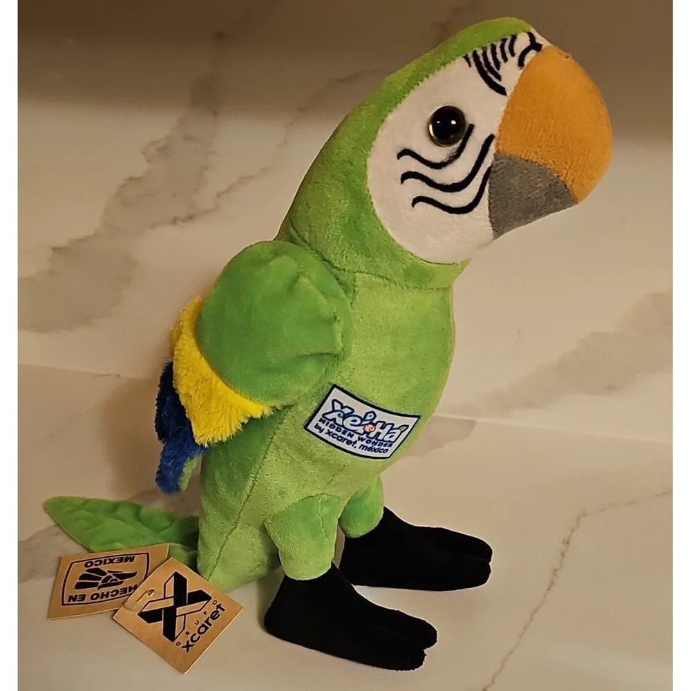 Xcaret Mexico Parrot Plush Toy Green Yellow Blue Single Unit